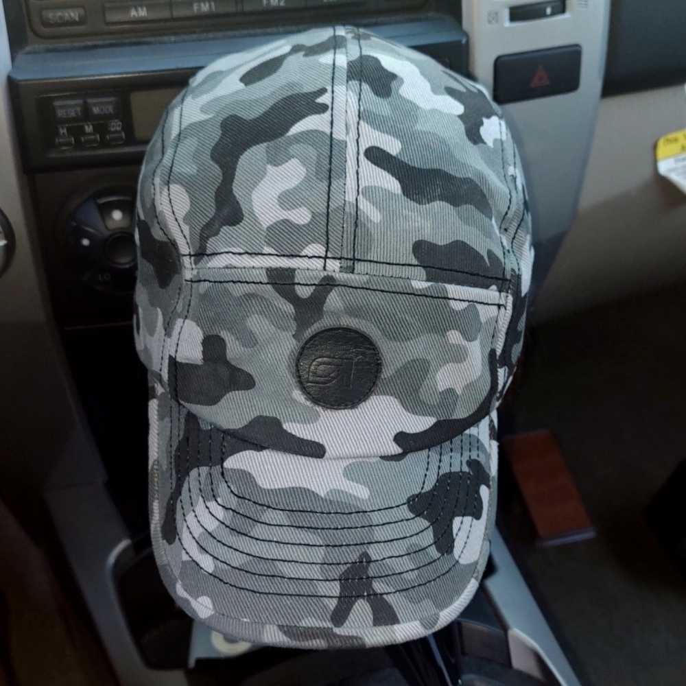 Astra 5 Panel Camo Leather Patch Logo  Strapback Hat Cap